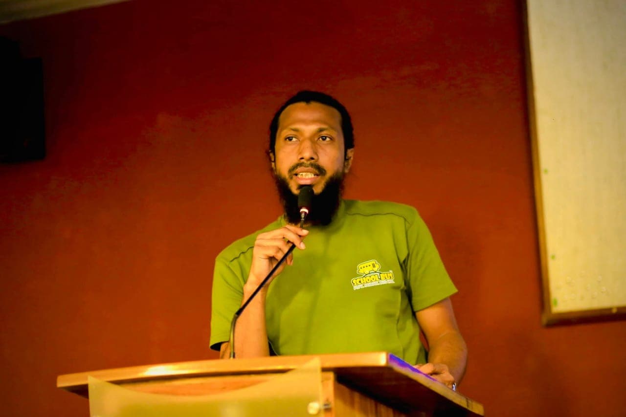 Abdur Rashid Sohag speaking on stage